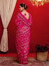 Vasthrlay Georgette Printed Dark Pink Saree With Unstitched Blouse Piece