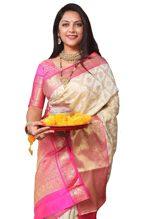 Vasthrlay Kanjivaram Handloom Golden Ethnic Wear
