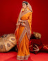 Vasthrlay Vichitra Embroidery Unstitched Red Saree
