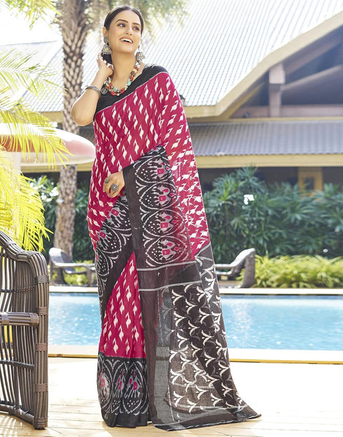 Vasthrlay Chanderi Bandhani Unstitched White Saree