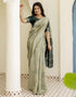 Vasthrlay Banarasi Jacquard Unstitched Teal Saree