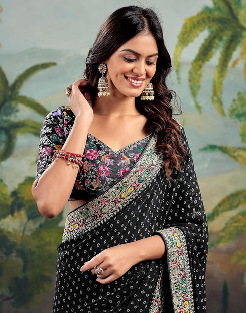 Vasthrlay Georgette Embroidery Unstitched Purple Saree