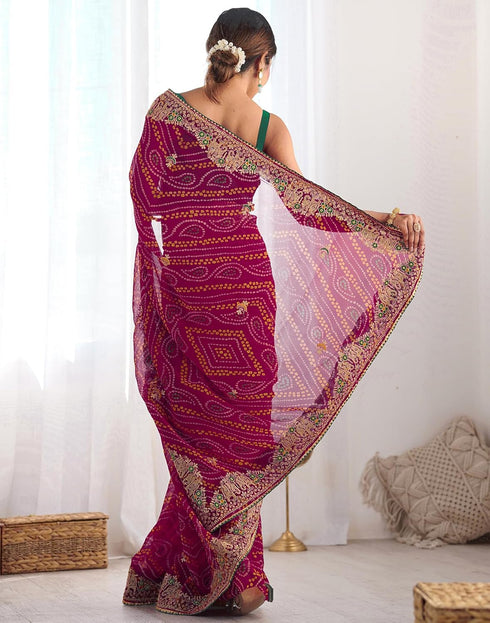 Vasthrlay Georgette Embroidery Red1 Red Saree