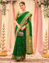 Vasthrlay Weaving Paithani Green | Gold Saree With Unstitched Blouse Piece