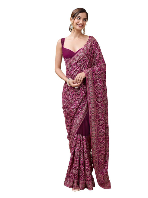 Vasthrlay Vichitra Embroidery Pink Ethnic Wear