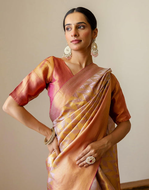 Vasthrlay Special Jacquard Unstitched Pink Saree