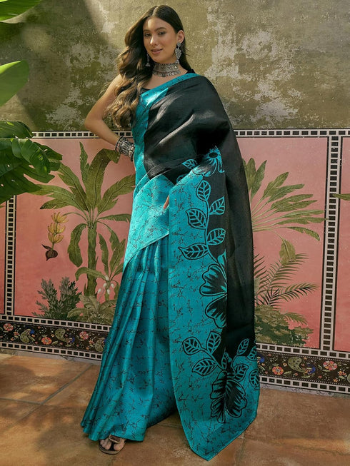 Vasthrlay Womens Printed Unstitched Beige Saree