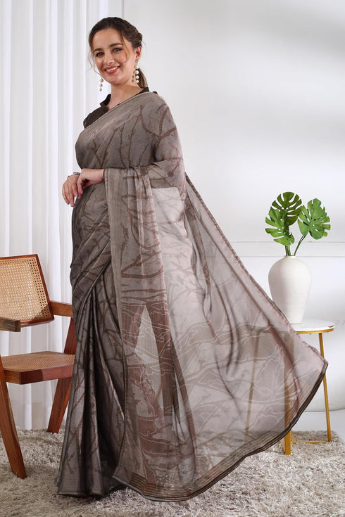 Vasthrlay Fashion Chiffon Geometric Printed Ethnic Wear