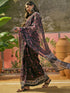 Vasthrlay Shimmer Georgette Unstitched Black Saree