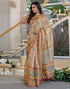 Vasthrlay Shimmer Printed Unstitched Beige Saree