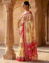Vasthrlay Womens Printed Cream | Red Saree With Unstitched Blouse Piece