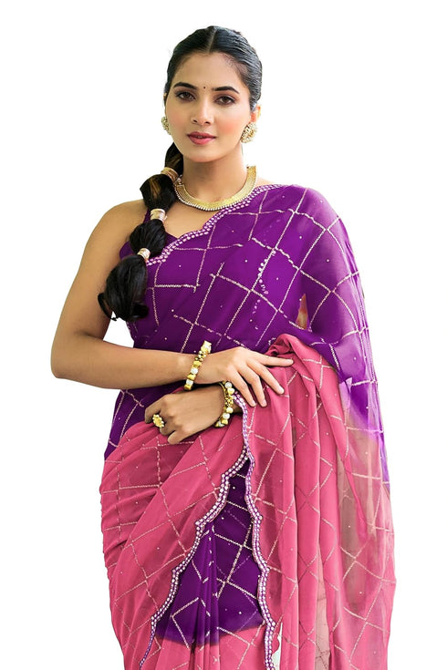 Vasthrlay Sourbh Georgette Plastic Turquoise Ethnic Wear