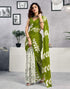 Vasthrlay Womens Printed Unstitched Green Saree