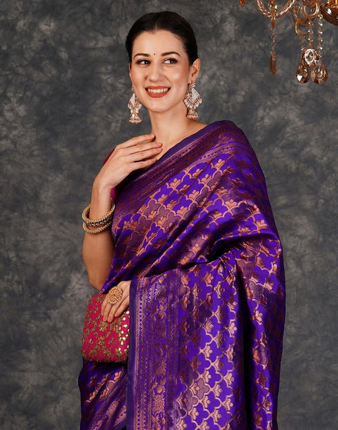 Vasthrlay Banarasi Kanjeevaram Unstitched Beige Saree