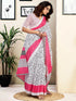 Vasthrlay Womens Printed Unstitched White Saree