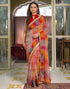 Vasthrlay Bandhani Embroidery Multicolour Saree With Red Unstitched Blouse Piece