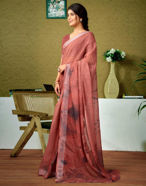 Vasthrlay Womens Cotton Printed Pink Saree
