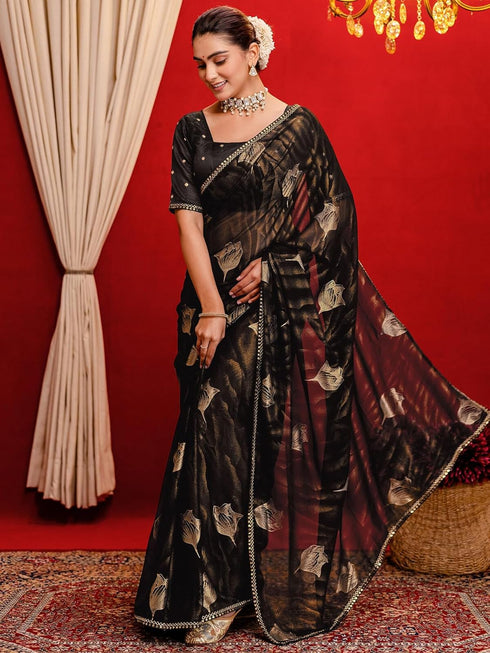 Vasthrlay Georgette Printed Dark Saree