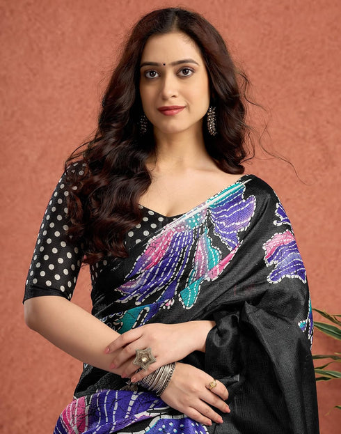 Vasthrlay Womens Printed Unstitched White Saree