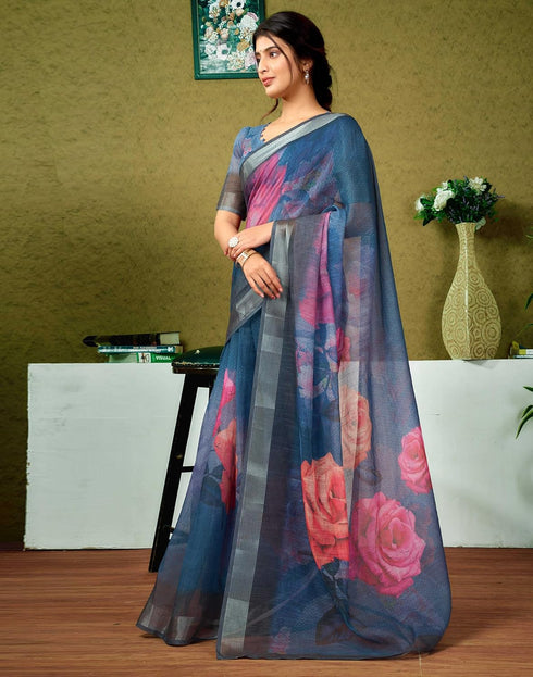Vasthrlay Womens Cotton Printed Pink Saree