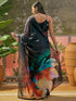 Vasthrlay Shimmer Georgette Unstitched Black Saree