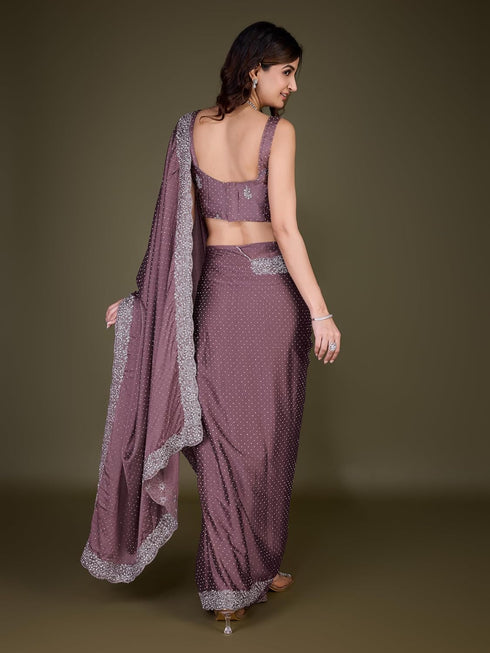 Vasthrlay Rangoli Siroski Embroidery Lightbrown Ethnic Wear