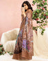 Vasthrlay Chanderi Printed Dark Brown Saree With Unstitched Blouse Piece
