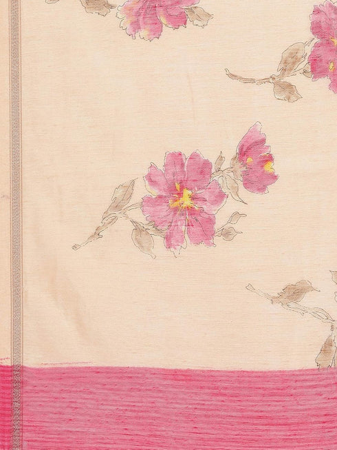 Vasthrlay Floral Unstitched Yellow Ethnic Wear