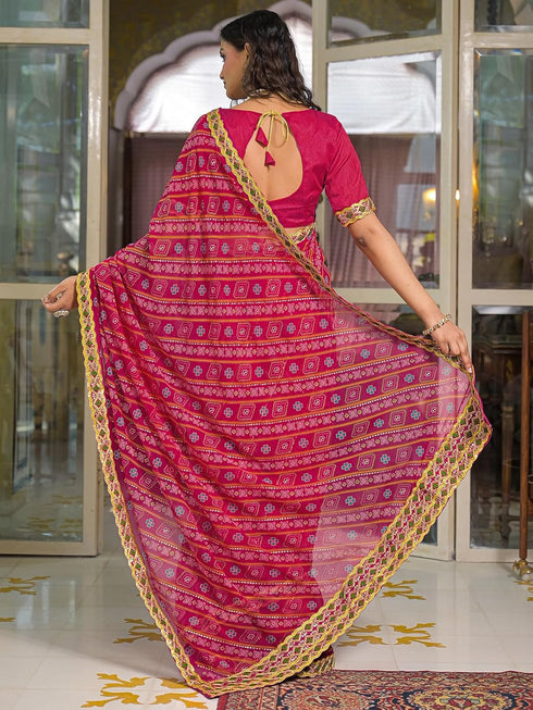 Vasthrlay Georgette Bandhani Multi Saree