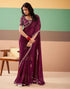Vasthrlay Georgette Embroidery Unstitched Dark Green Saree
