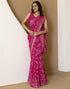 Vasthrlay Georgette Bandhani Pink Saree With Unstitched Blouse Piece