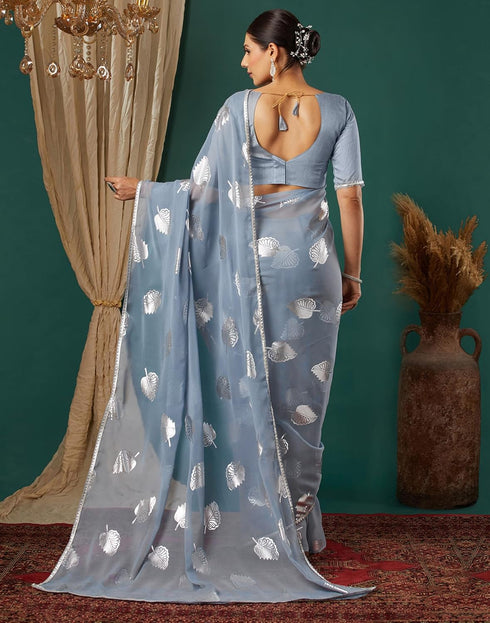 Vasthrlay Georgette Printed Unstitched Orange Saree