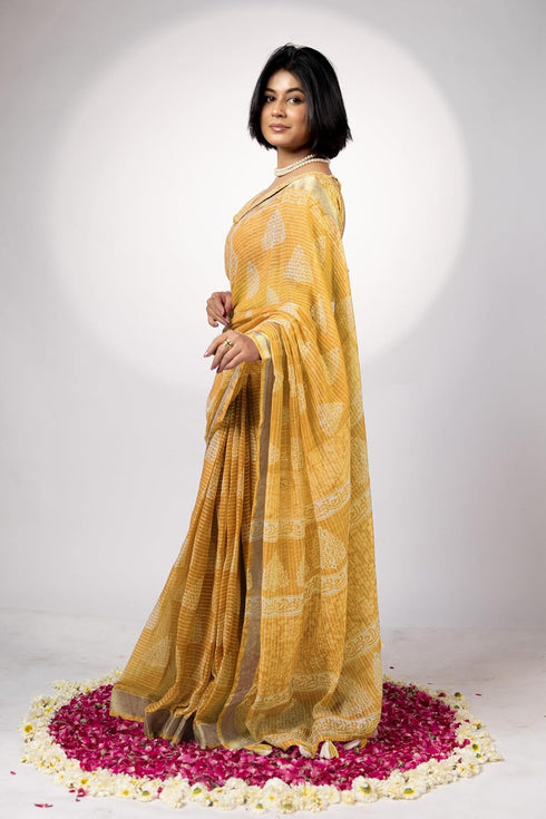 Vasthrlay Fashion Printed Mustard Ethnic Wear