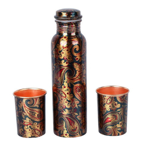 Copper Bottle 1 Liter with 2 Copper Glass 350 ML