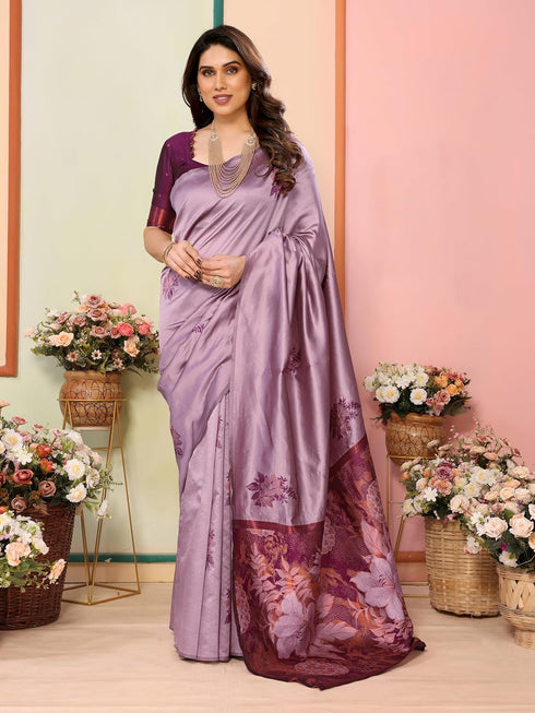 VasthrlayKanjivaram Banarasi Unstitched Mustard Free Ethnic Wear