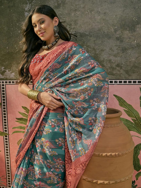 Vasthrlay Shimmer Georgette Unstitched Black Saree
