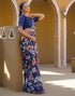 Vasthrlay Chiffon Tassels Unstitched Dark Green Saree
