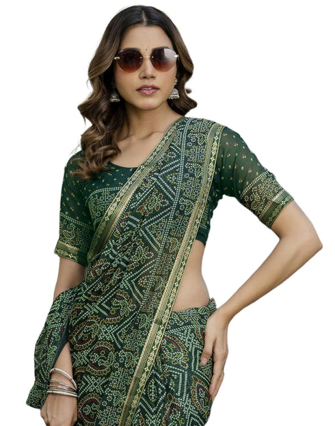 Vasthrlay Georgette Bandhani Unstitched Purple Saree