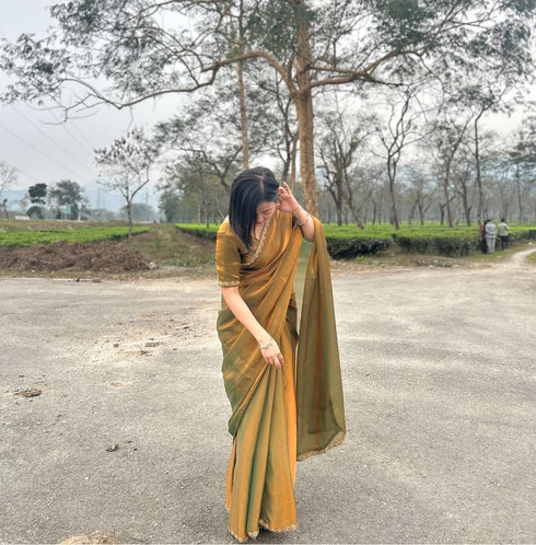 VasthrlayBoarder Unstitched Chhaavau Mustard Free Ethnic Wear