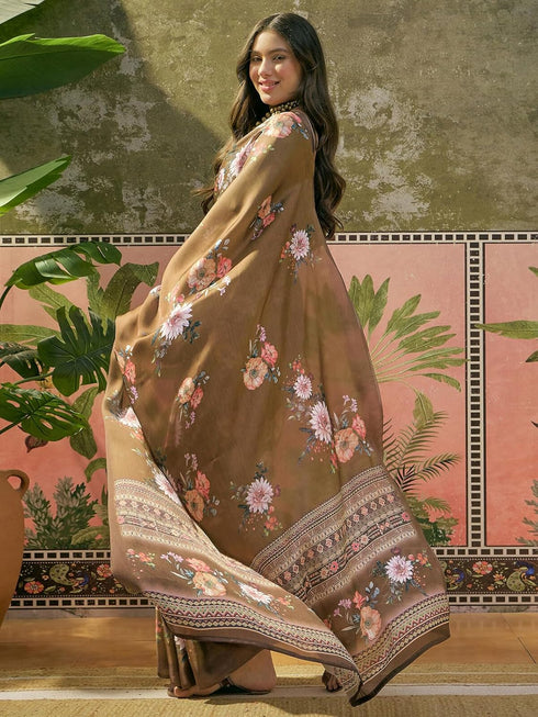 Vasthrlay Printed Violet Saree