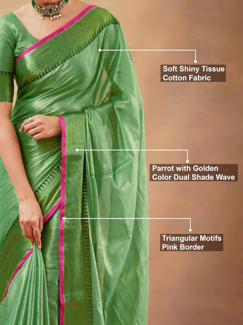 Vasthrlay Handloom Unstitched Green Ethnic Wear