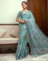 Vasthrlay Womens Printed Unstitched White Saree