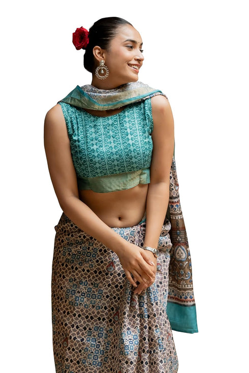 Vasthrlay Fashion Handloom Printed Dusty Ethnic Wear