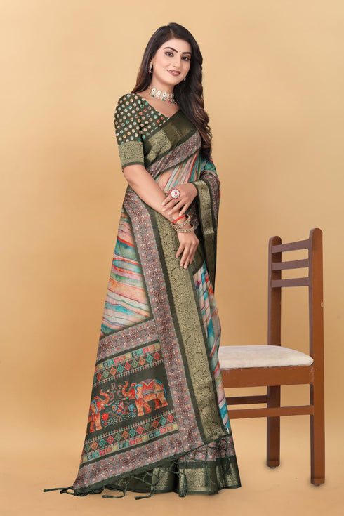 Vasthrlay Kanjivaram Elephant Unstitched Saree
