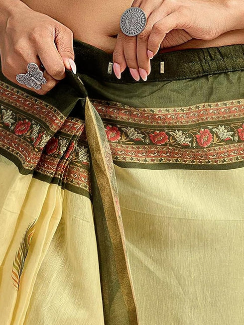 Vasthrlay Chanderi Printed Coffee Saree