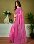 Vasthrlay Chanderi Printed Pink Saree With Unstitched Blouse Piece