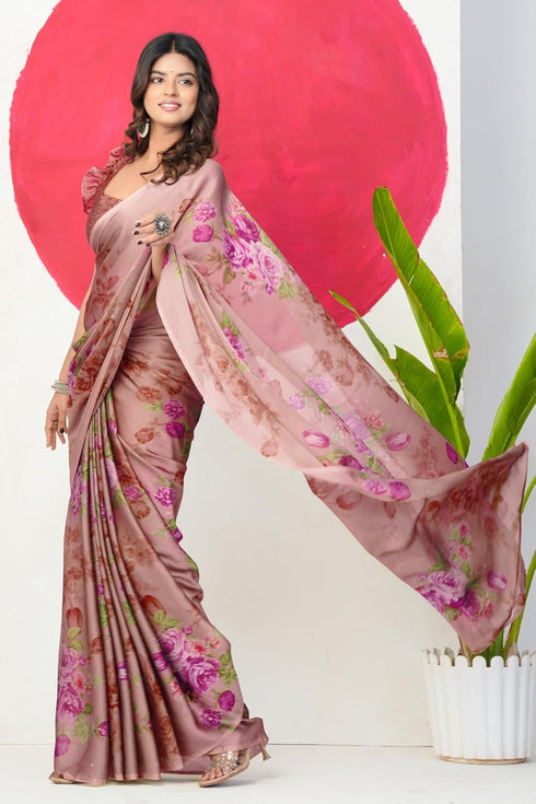 Vasthrlay Fashion Chiffon Printed Dusty Ethnic Wear