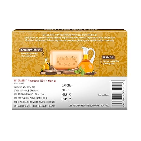 Medimix Ayurvedic Sandal Bathing Soap Bar With Eladi Oil 125Gm