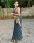 Vasthrlay Womens Banarasi Unstitched Olive Green Saree
