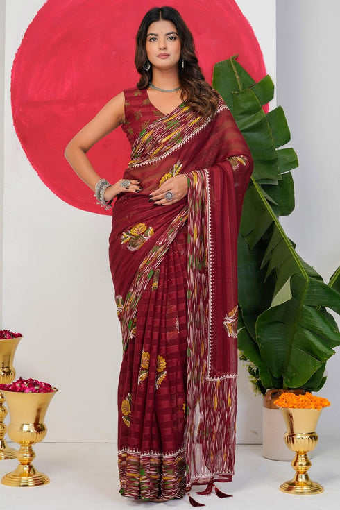 Vasthrlay Fashion Georgette Geometric Printed Ethnic Wear